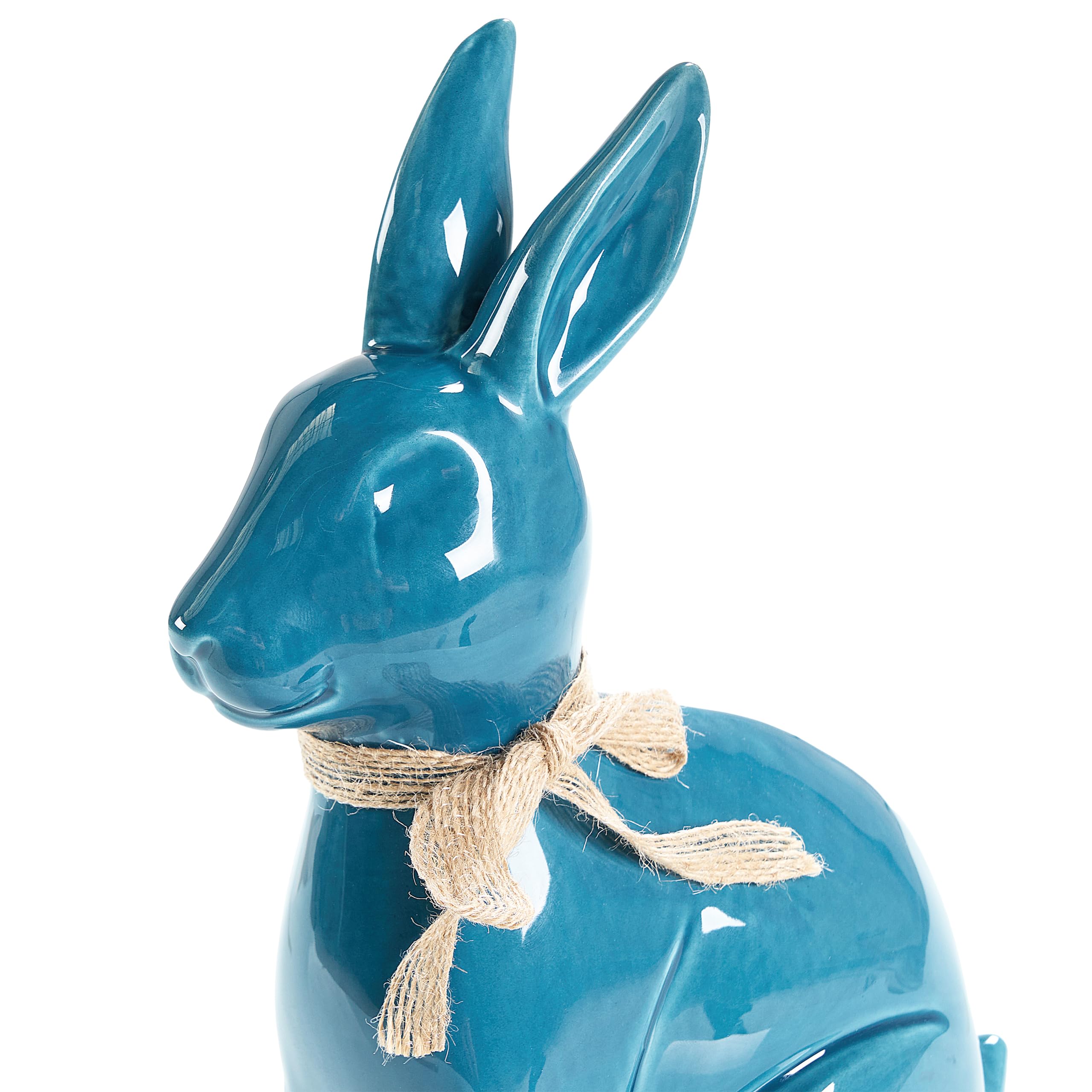Beliani Figurine Décorative en Céramique Dolomite Lapin de Pâques Accessoires Salon Bureau Bleu Jambles