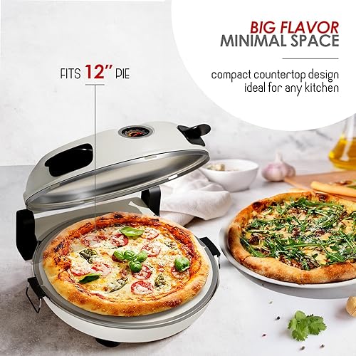 Miniatura 7 de Eatex Horno eléctrico de pizza para interiores, horno de pizza de encimera de 12 pulgadas, horno de pizza de piedra portátil, calienta hasta 790 F