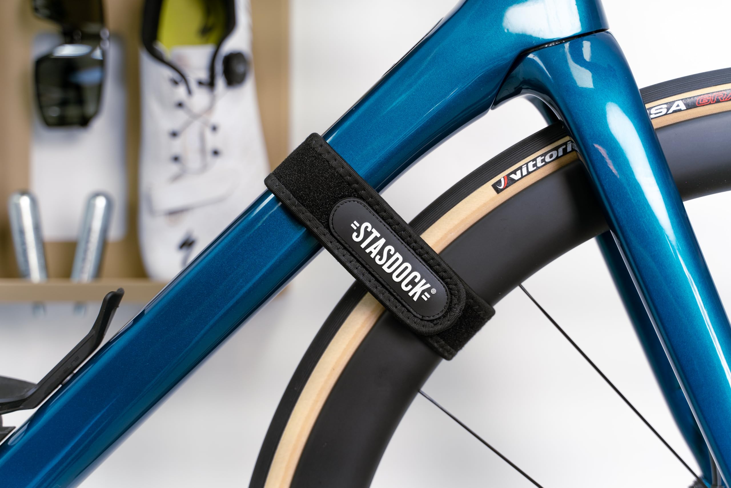Stasdock Wheel Strap | Correa de bicicleta para montaje en pared de bicicleta, protección contra huellas de neumáticos, fija la rueda delantera durante el almacenamiento y el transporte