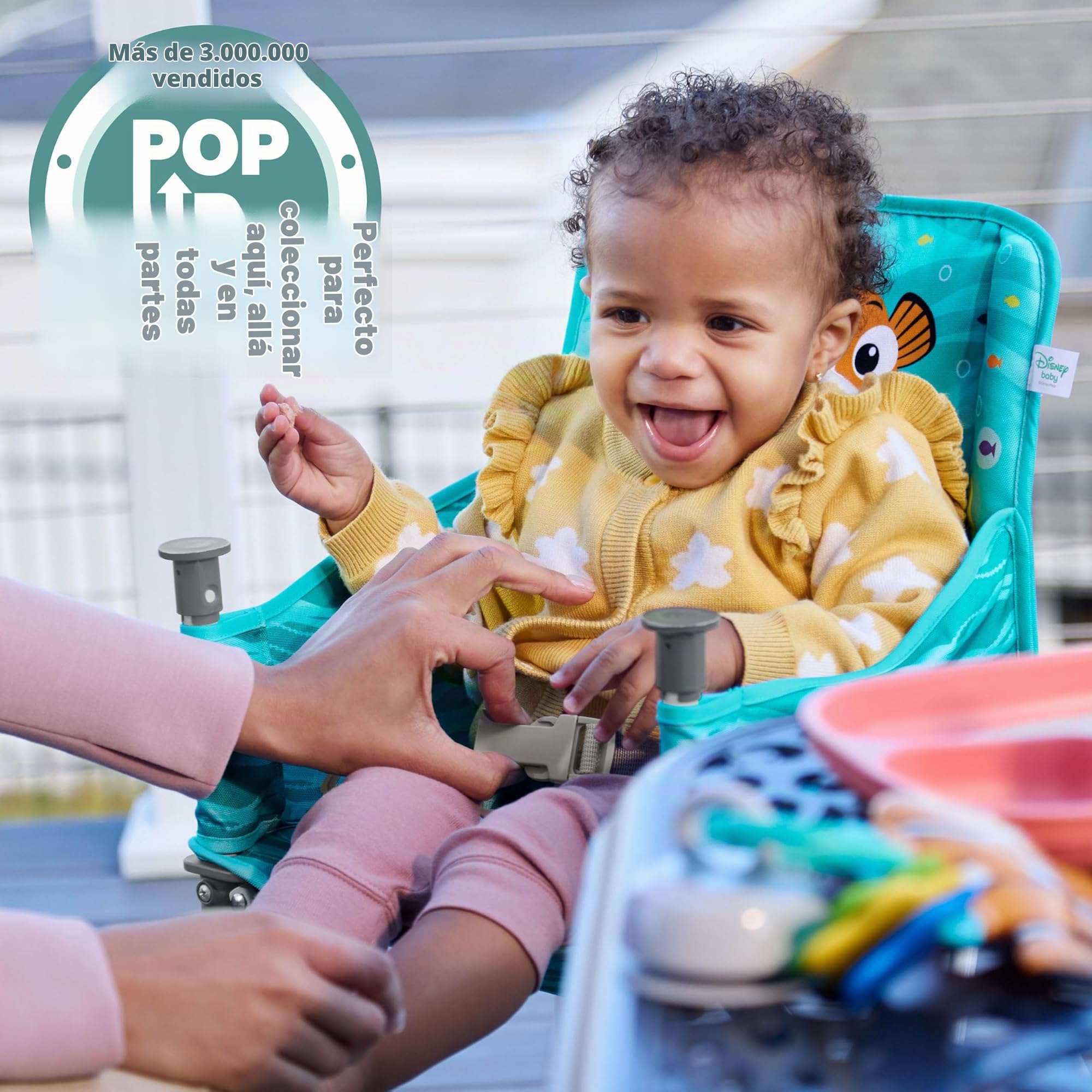 Bright Starts, Trona Portátil Pop ‘N Dine de Disney Baby Buscando a Nemo, Juguete con Ventosa, Plegado Compacto, Interior/Exterior, Desde 6 Meses Hasta 20 kg