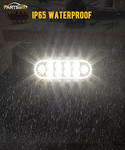 Miniatura 12 de Partsam 2 luces traseras LED ovaladas rojas de 6 pulgadas para remolque, 10 diodos, lente transparente, parada, freno, luces de giro, ojales y Lente