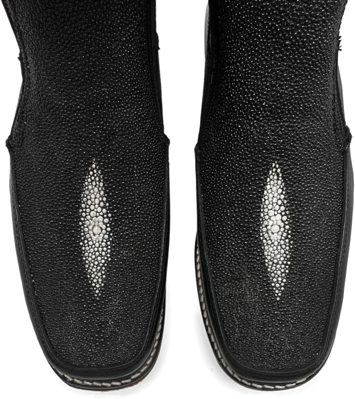 The Western Shops Men’s Black Leather Square Toe Short Ankle Stingray Print Embossed Cowboy Boot