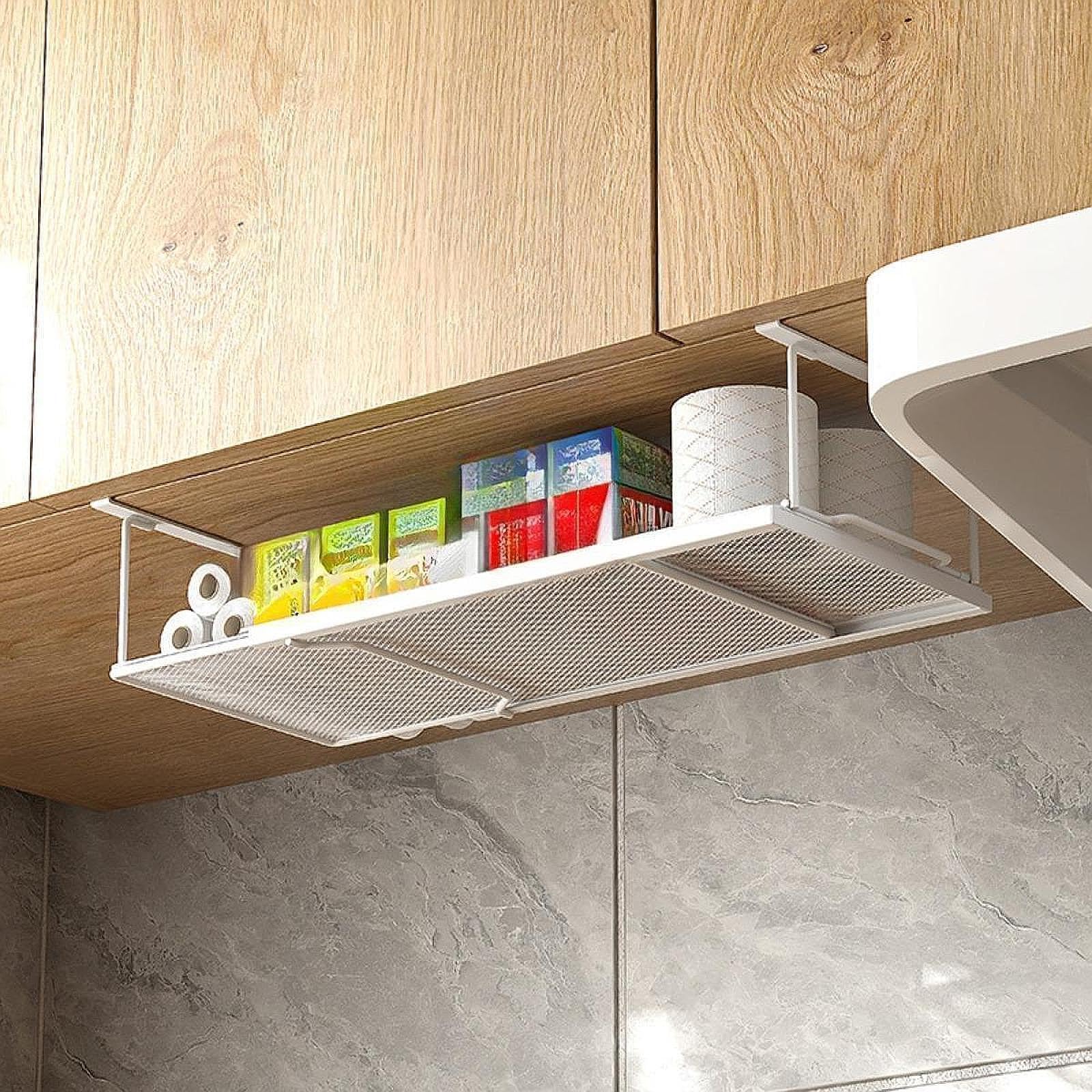Cestino sottopensile, scaffale sottopensile, estensibile, | robusto, facile da installare, organizer per armadi, cestino da parete sospeso