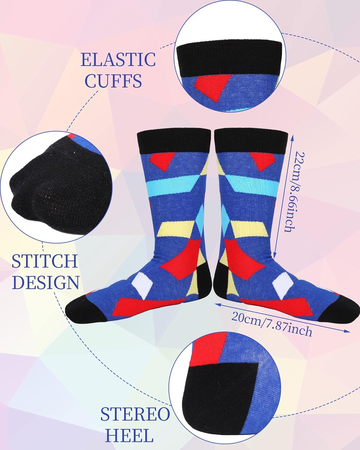 Vabean 36 Pairs Funny Men's Dress Socks Men's Novelty Crew Socks Cotton Dress Bulk Colorful Dress Set for Women Men - Image 4