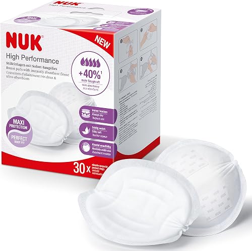 NUK High Performance Disposable Breast Pads, Nursing Pads for Breastfeeding, 30 