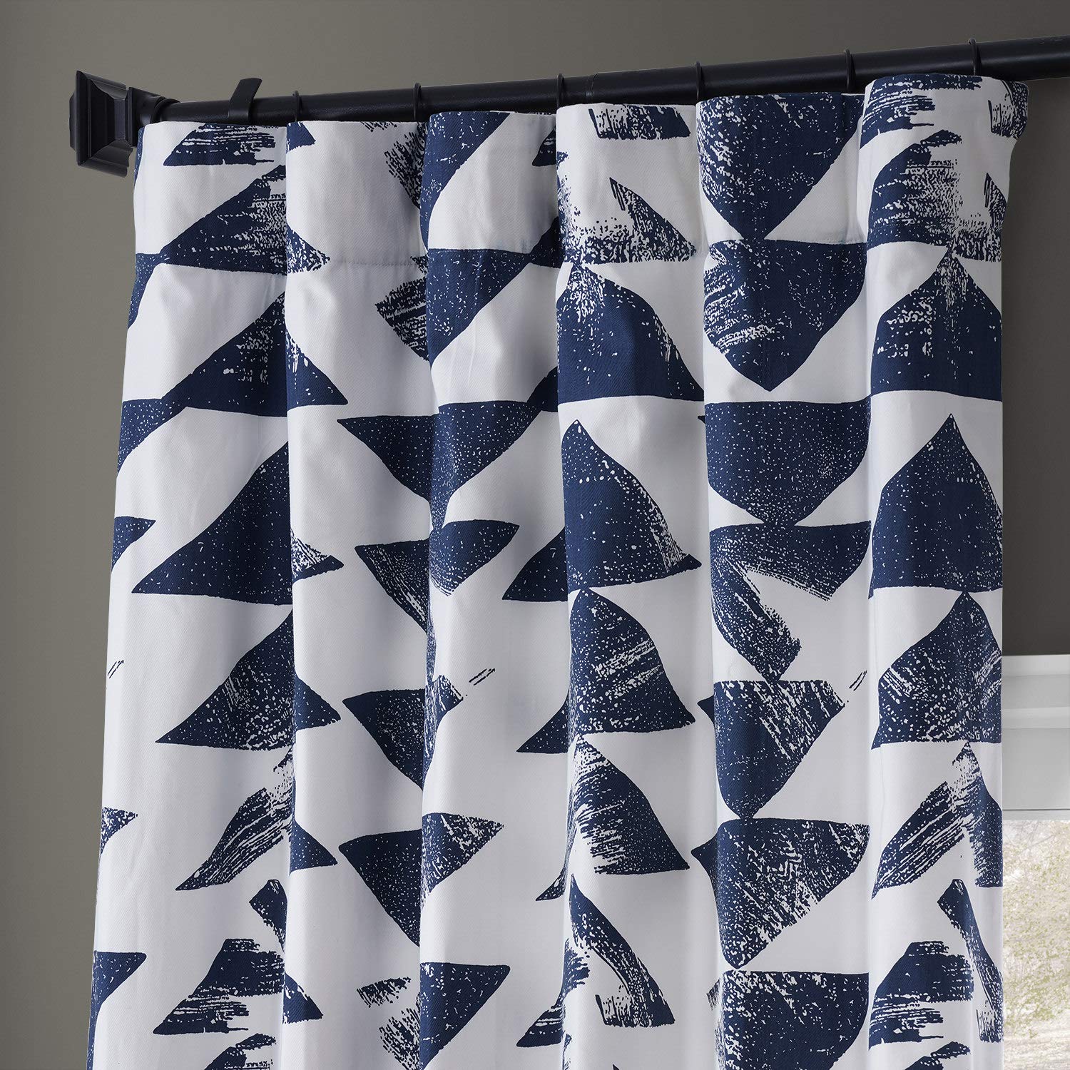 HPD Half Price Drapes Triad Printed Cotton Twill Curtain, indigo, 50 X 84, W 50" x L 84" (1 Panels) - Image 2