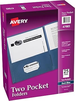 Avery Two-Pocket Klasör, koyu mavi, Fall 5 adet 5 boxes