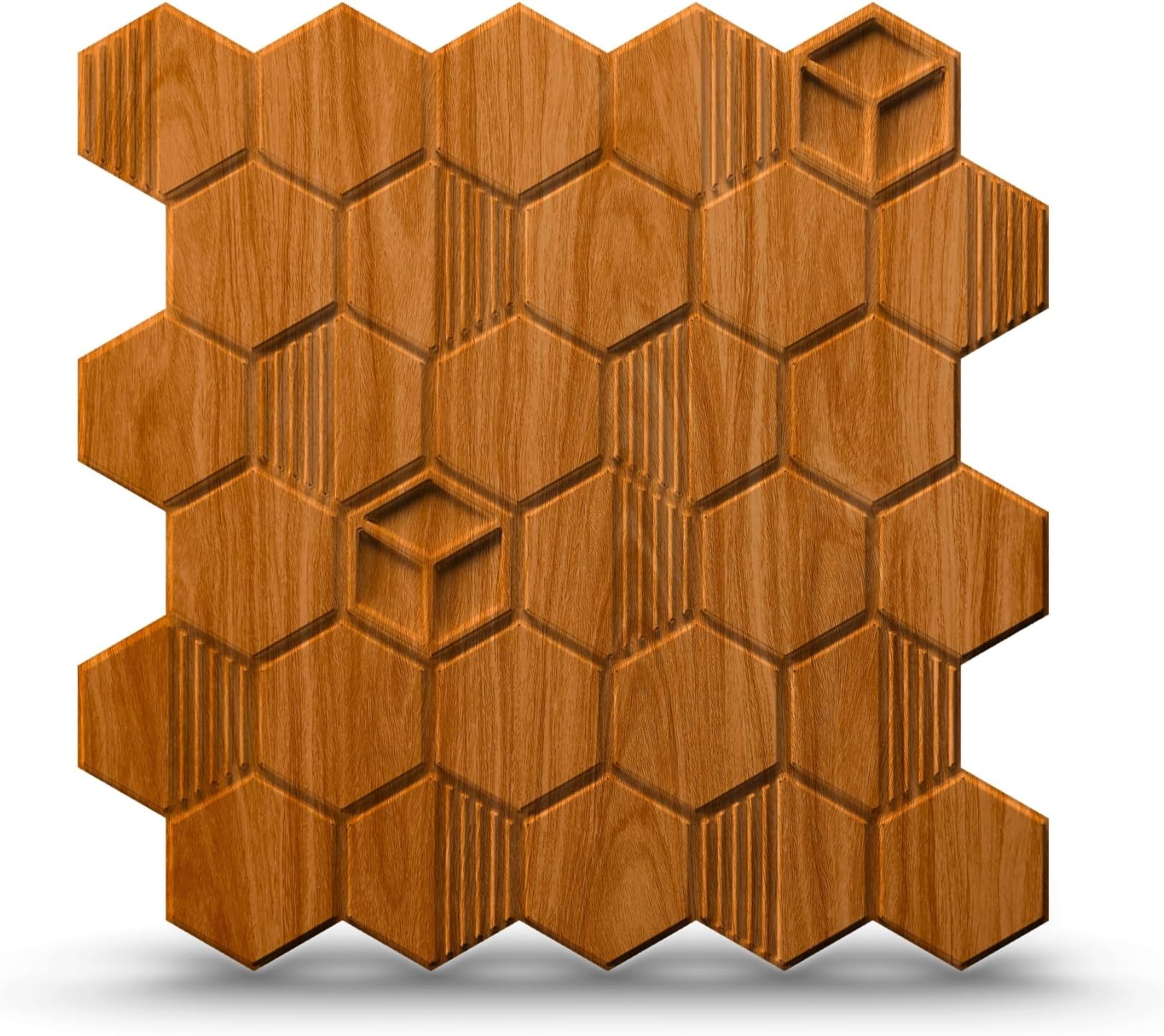 Kayra Decor 3D Self Adhesive PVC Wall Panel - USA Certified SGS Approved Teak Wood Color TP 2001 Design Pack of 12 Covers 32.34 Sq. Ft.