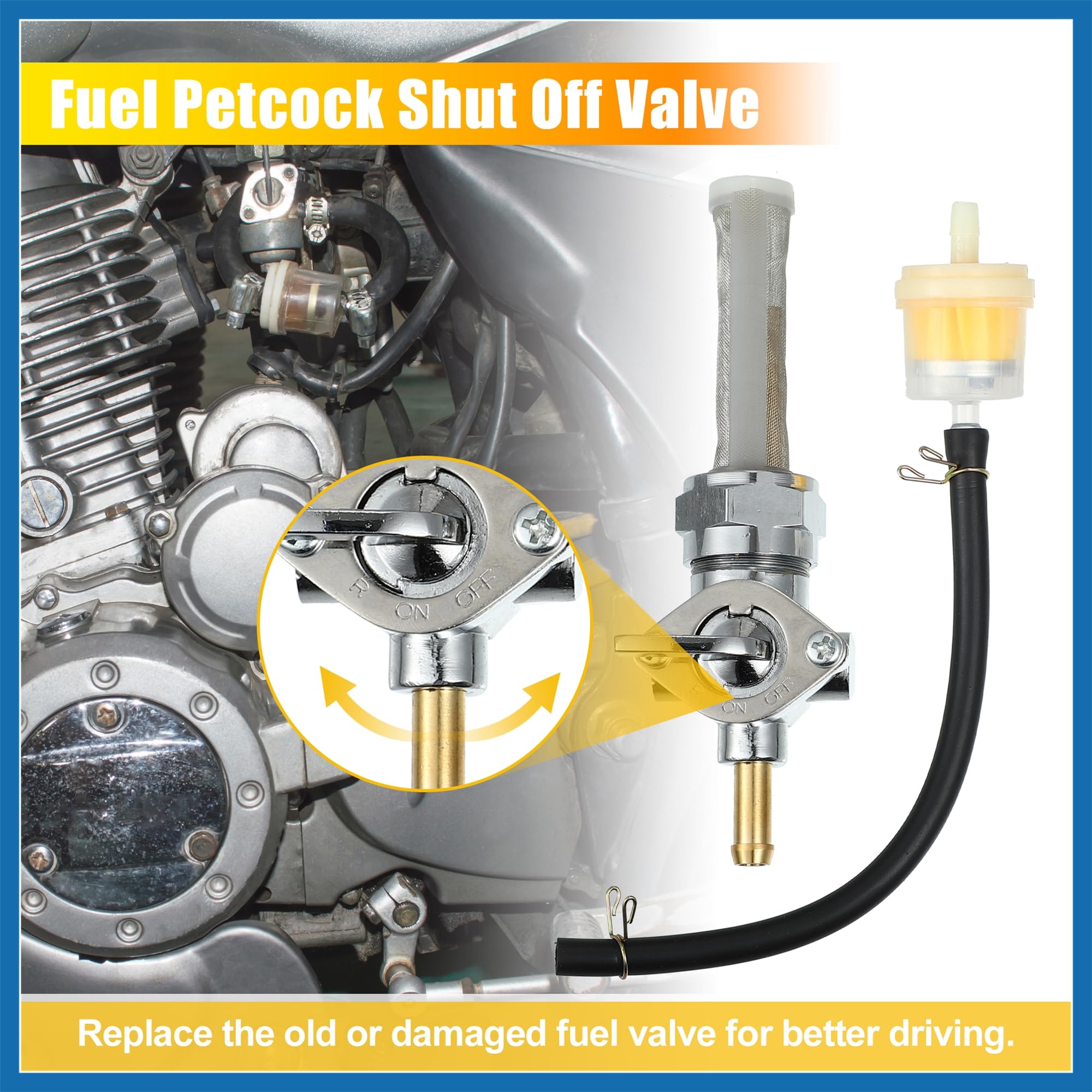 A ABSOPRO 1 Set Gas Carburante Rubinetto Valvola Interruttore per Harley Davidson 62168-81 Sostituzione dell'articolo