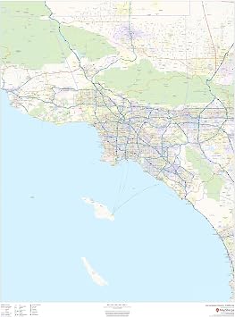 Los Angeles County, California - 36" x 48" Laminated Wall Map