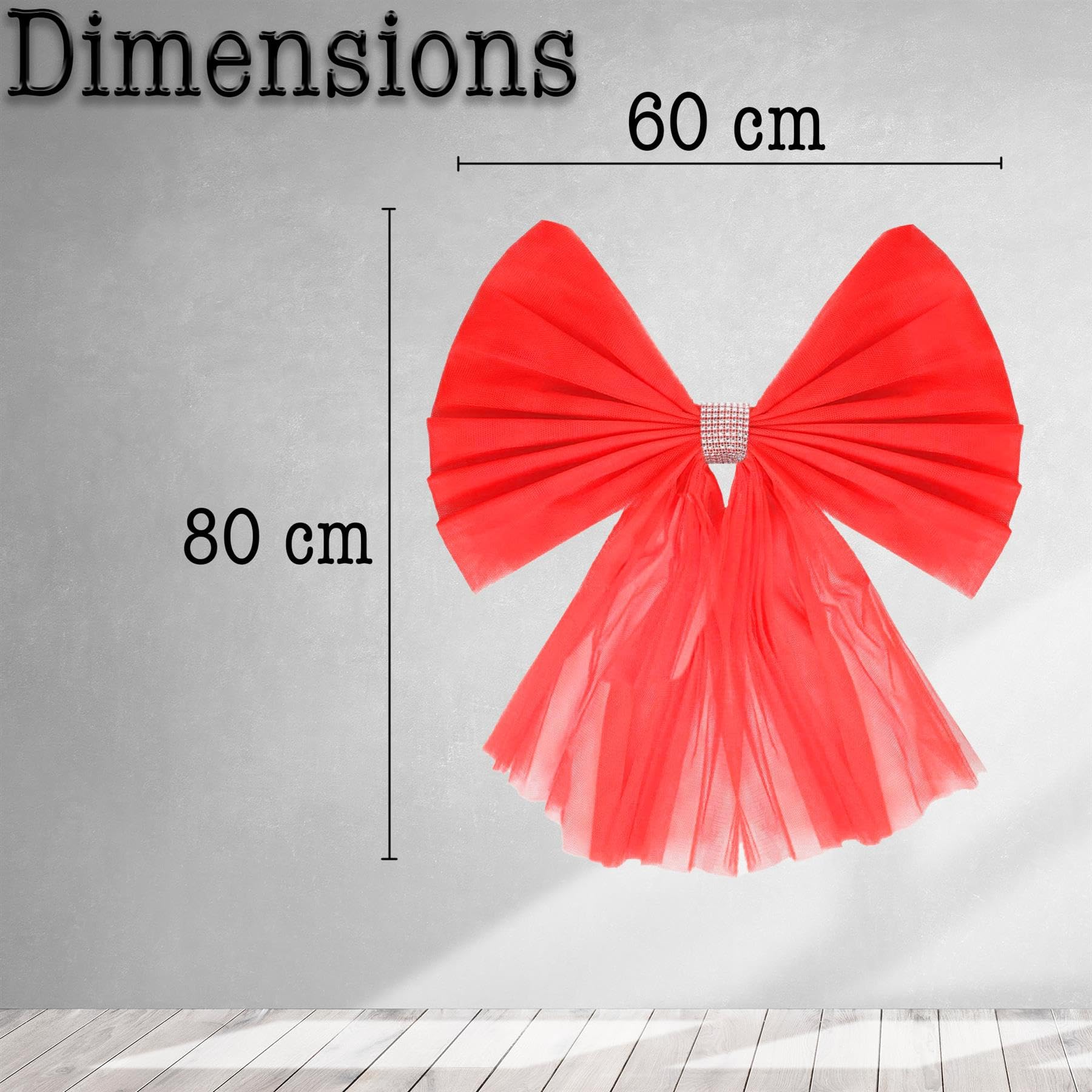 SHATCHI Pack of 2 Christmas Door Bow, Red 7.5m Diamante Giant Bow Door Cover - Image 3