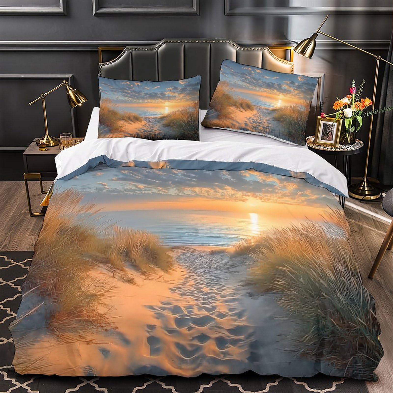 Housse de couette 200x200 chemin de plage en microfibre
