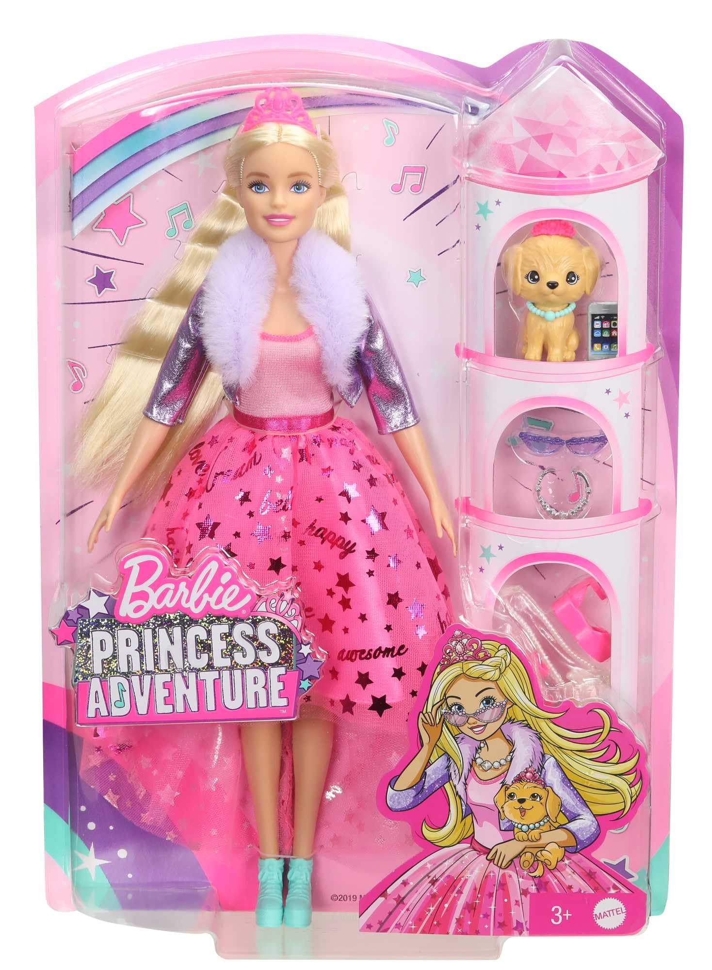 Barbie GML76 - Prinzessinnen-Abenteuer Puppe Mit Mode (ca. 30 cm), Blond, Puppe Mit Hündchen, 2 Paar Schuhe, Diadem Und 4 Accessoires, Für Kinder Von 3 Bis 7 Jahren