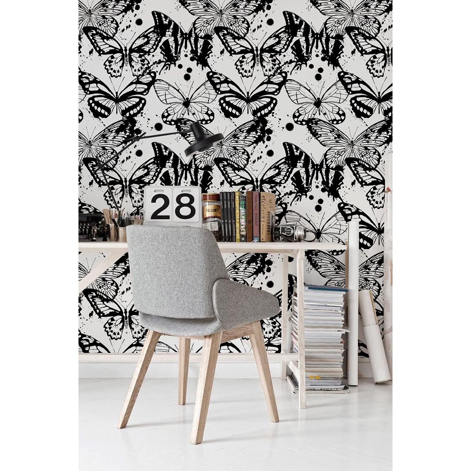 Mural meuble chambre stickers muraux décoration papier peint papillons 416x254 cm