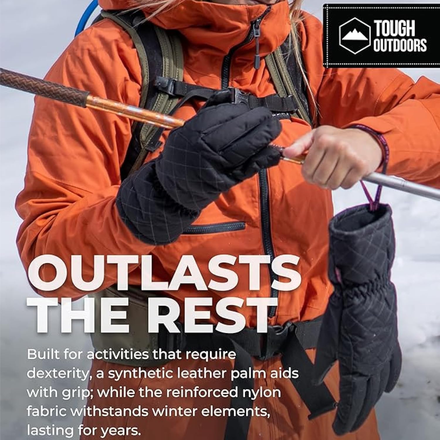 Tough Outdoors Women's Waterproof Ski Gloves - Adult Snowboarding Gloves - Image 5