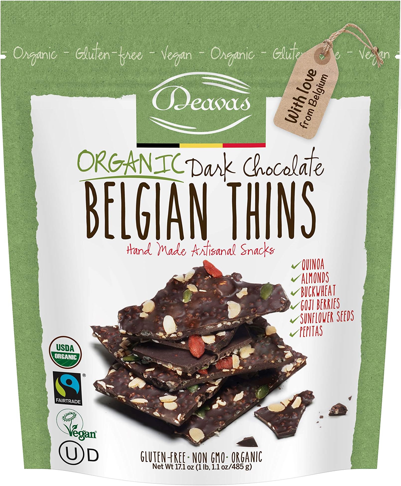 Belgian Thins Organic Dark Chocolate