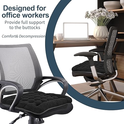 Miniatura 2 de BUYUE Good Support - Cojín para silla de oficina, jacquard de lujo con cojín de silicona antideslizante para asiento de escritorio de computadora,