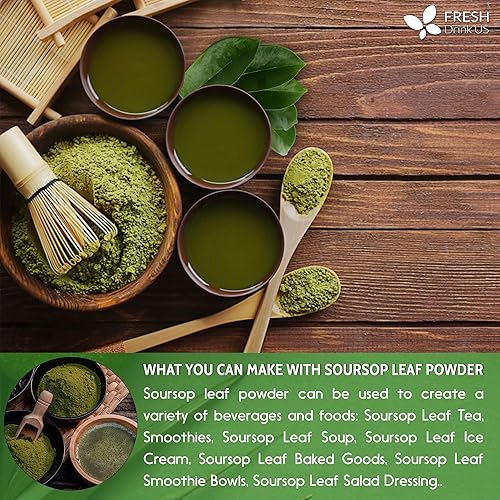 Miniatura 7 de Polvo de hoja de guanábana de 10 onzas, 100% natural y puro de hojas de graviola de guanábana, té de hoja de guanábana, sin aditivos, sin gluten,