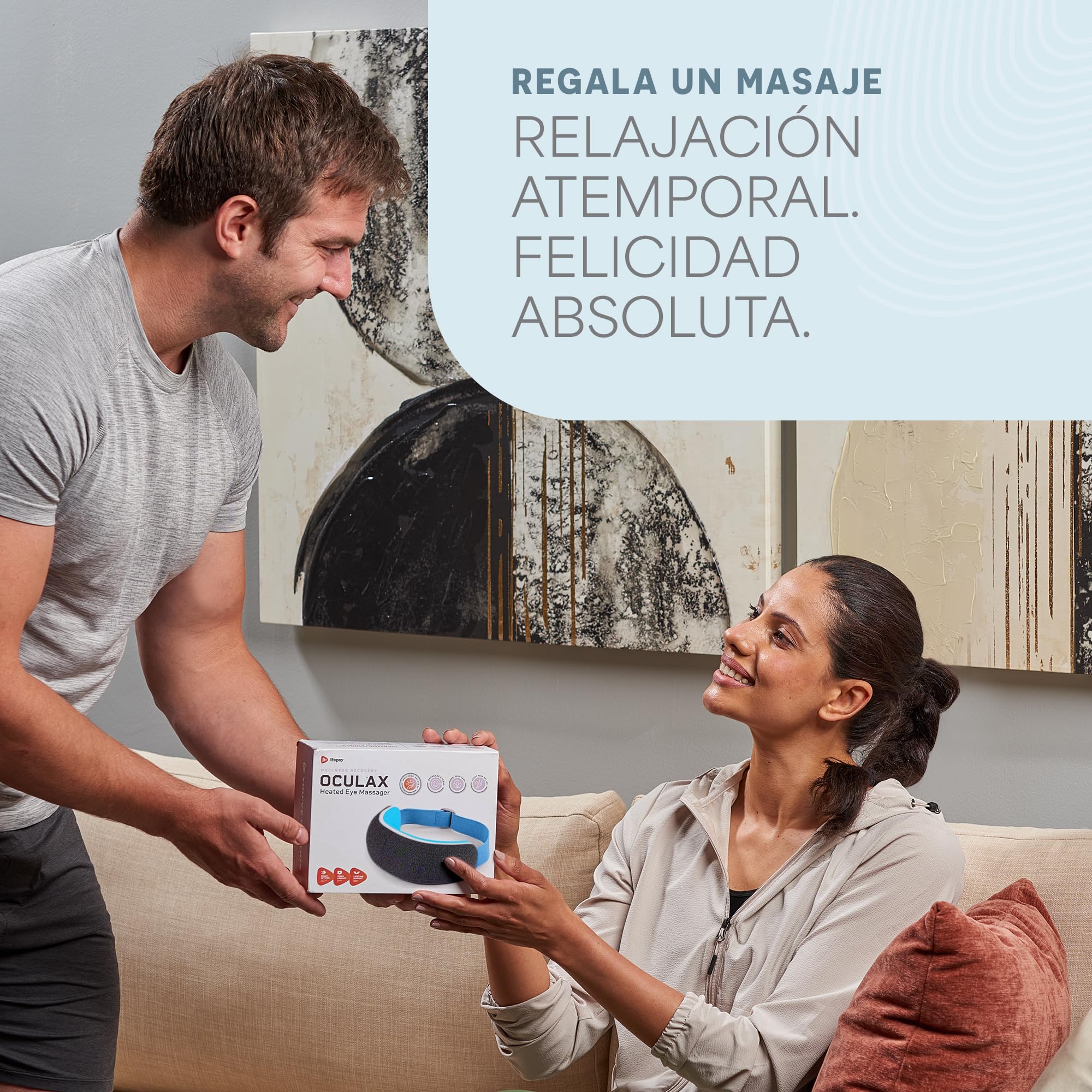 Lifepro Masajeador de ojos Oculax con calor, vibración y música Bluetooth. Alivia fatiga ocular, ojos secos y migrañas, mejora el descanso y el sueño. Plegable y portátil.