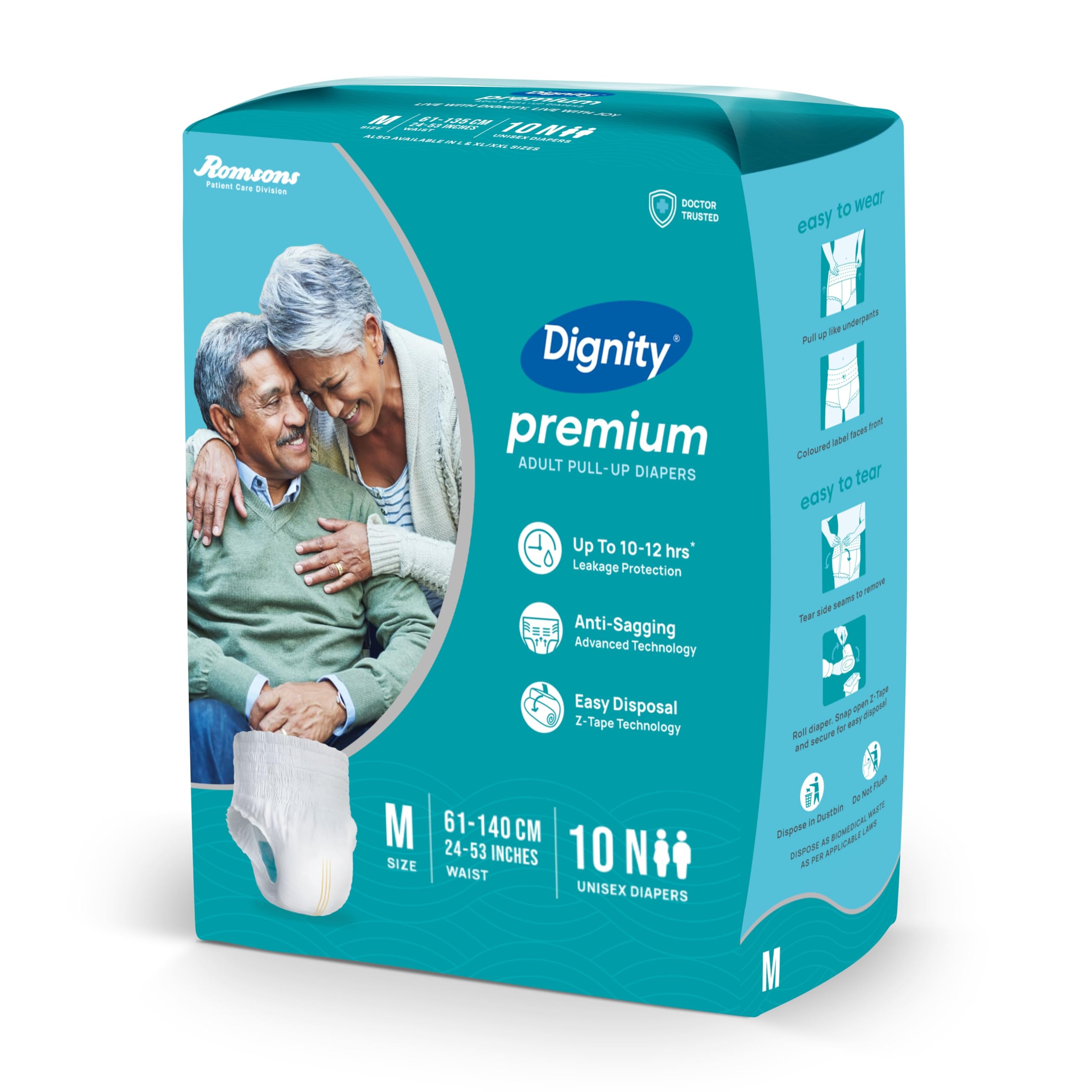 DIGNITY Premium Pant Style Adult Diapers - M (40 Pieces) With Wetness Indicator and Leakage Protection Upto 10-12 Hrs. - Image 3 thumbnail