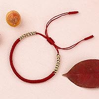 Vista 11 de Pulseras tibetanas hechas a mano con cuerda roja para él y ella, pulsera de la amistad, pulsera de la amistad, hilo negro y rojo para protección