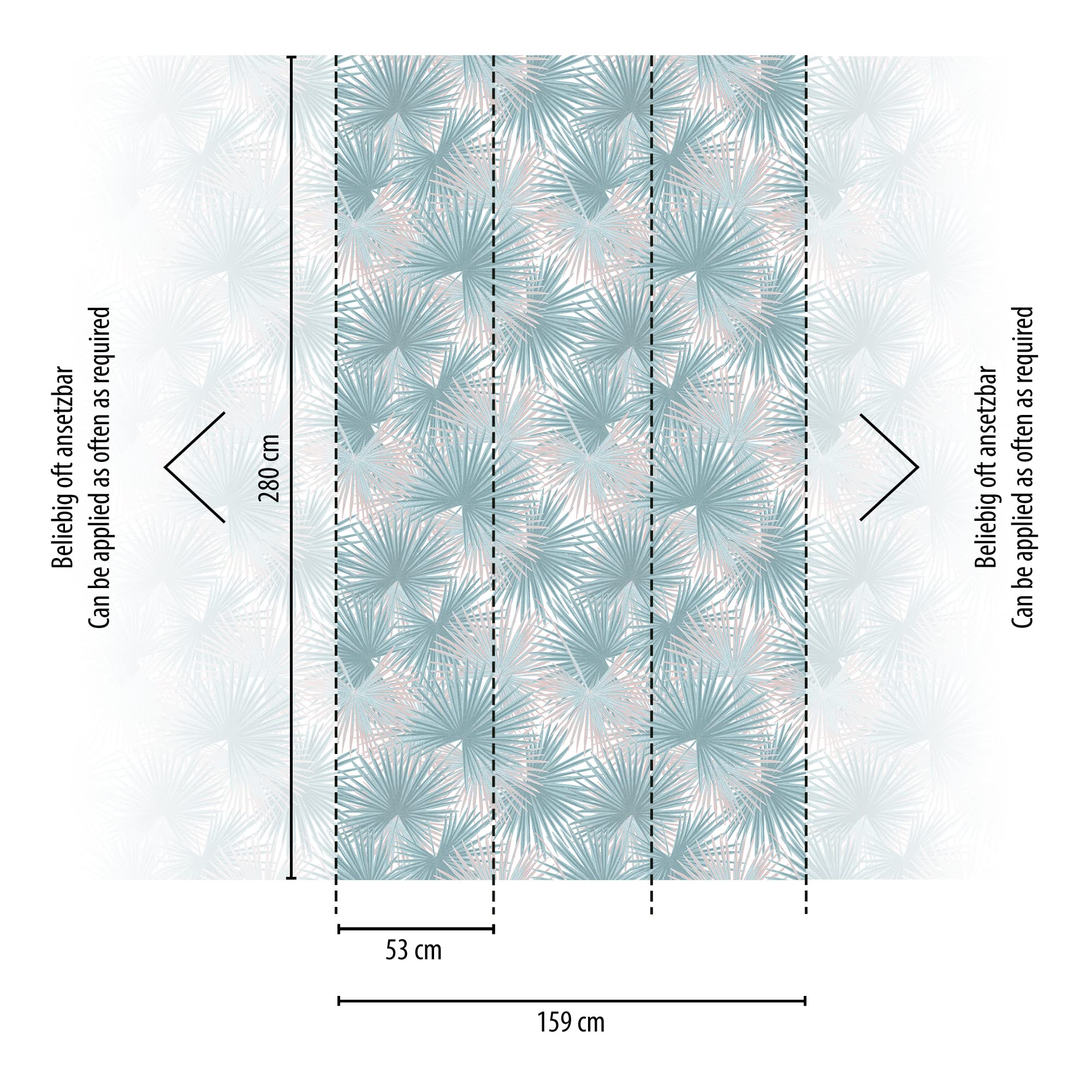 Livingwalls Travel Styles tapeta flizelinowa – tapeta o wyglądzie liści w kolorze niebieskim i beżowym – stylowa tapeta ścienna do różnych pomieszczeń o wymiarach 1,59 m x 2,80 m