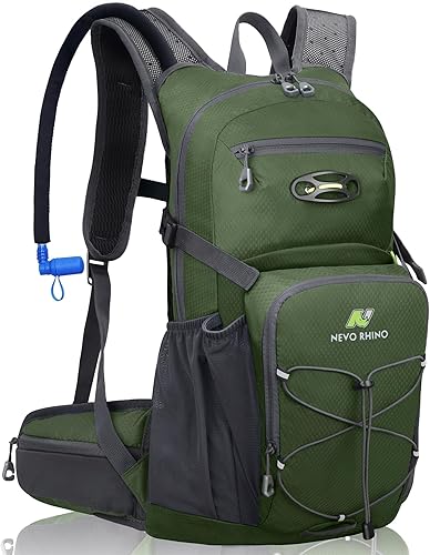 N NEVO RHINO Mochila de hidratación, mochila de senderismo multiusos de 18L con vejiga de agua de 3 L, mochila de agua aislada, paquete de