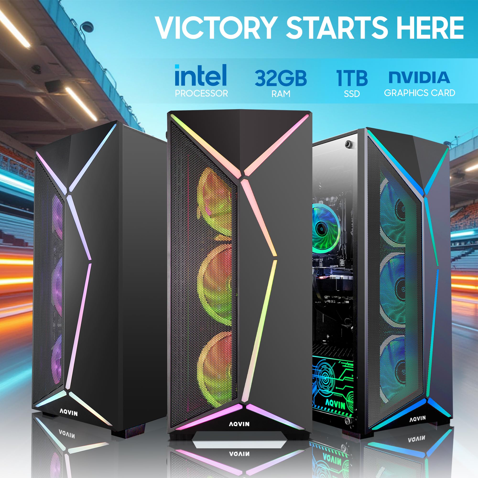 AQVIN AQ80 RGB Gaming Tower Desktop, Intel Core i7 Processor