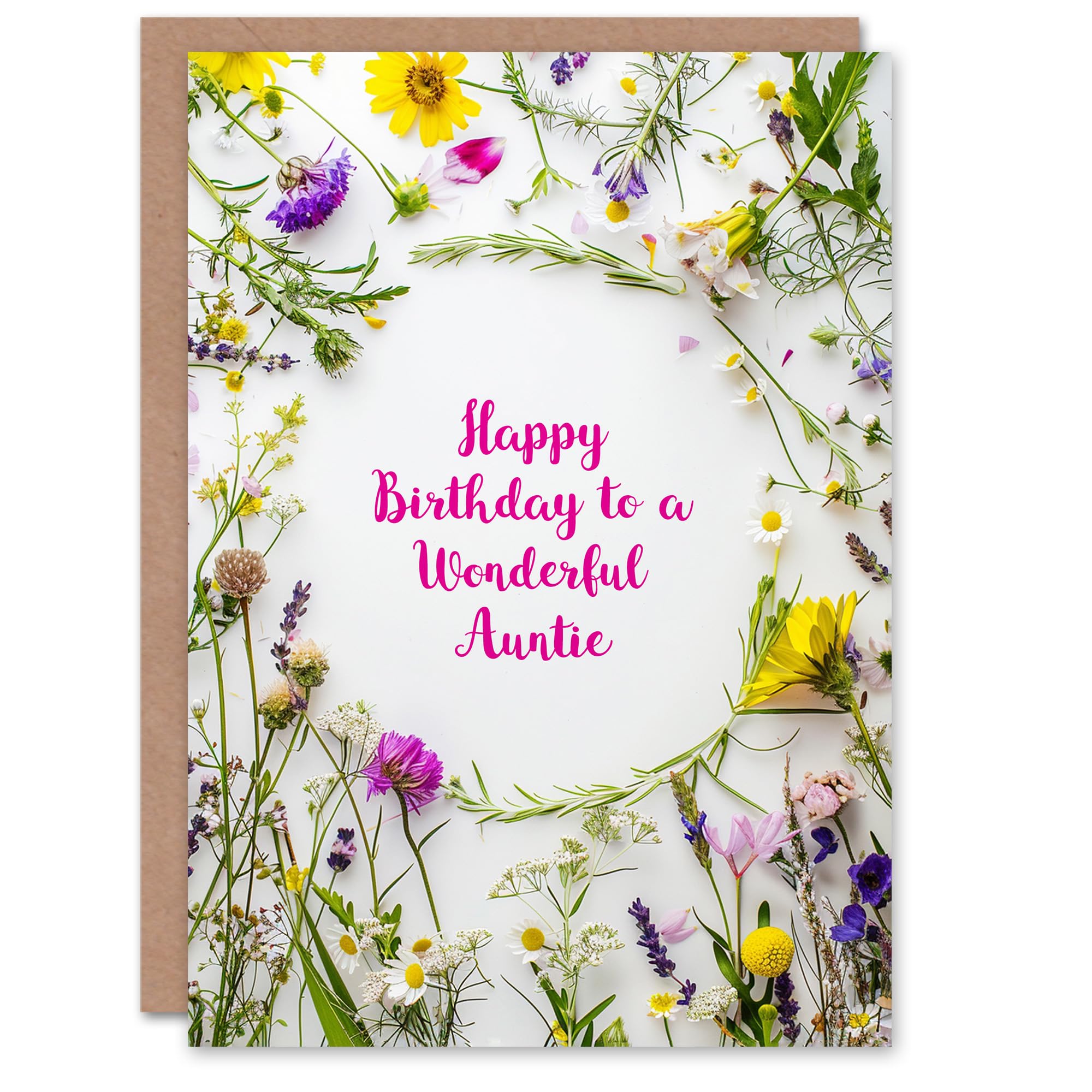 Artery8 - Women's Greeting Card - Happy Birthday Auntie - Floral - Green