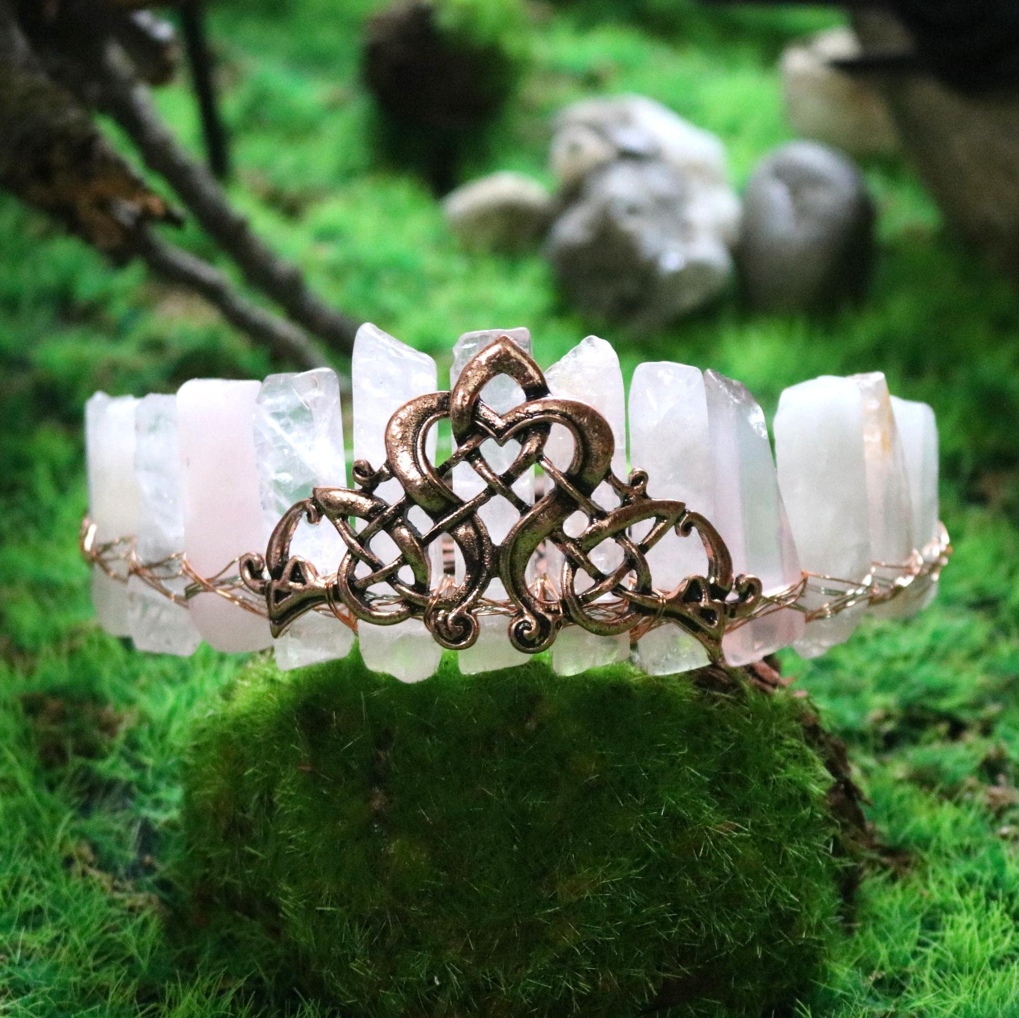 YONGERN Rose Quartz Crown Quartz Queen Headband Hair  display picture 2
