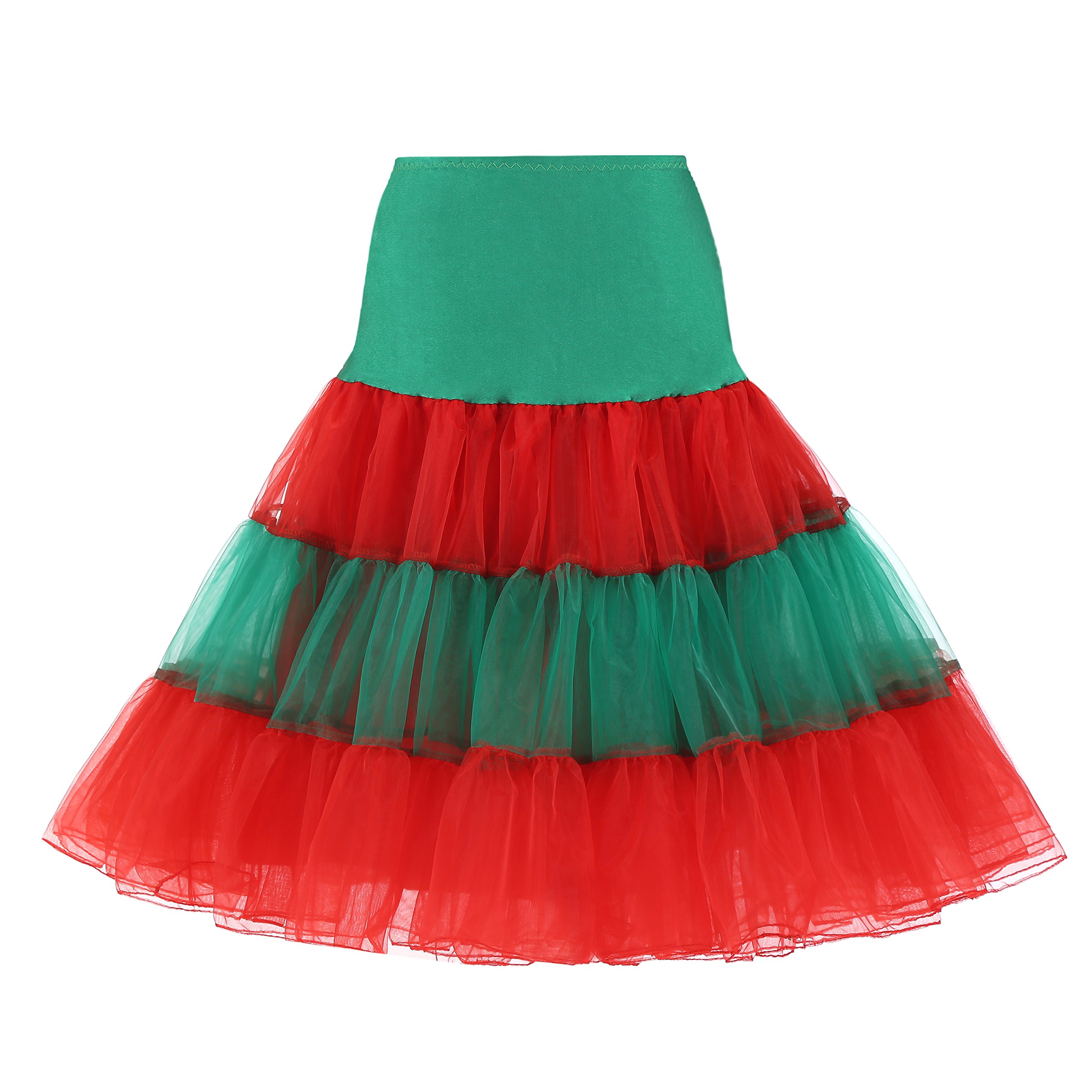 WOWBRIDAL Women's Vintage 50s Rockabilly Petticoat 25.59" Length Tutu Underskirt