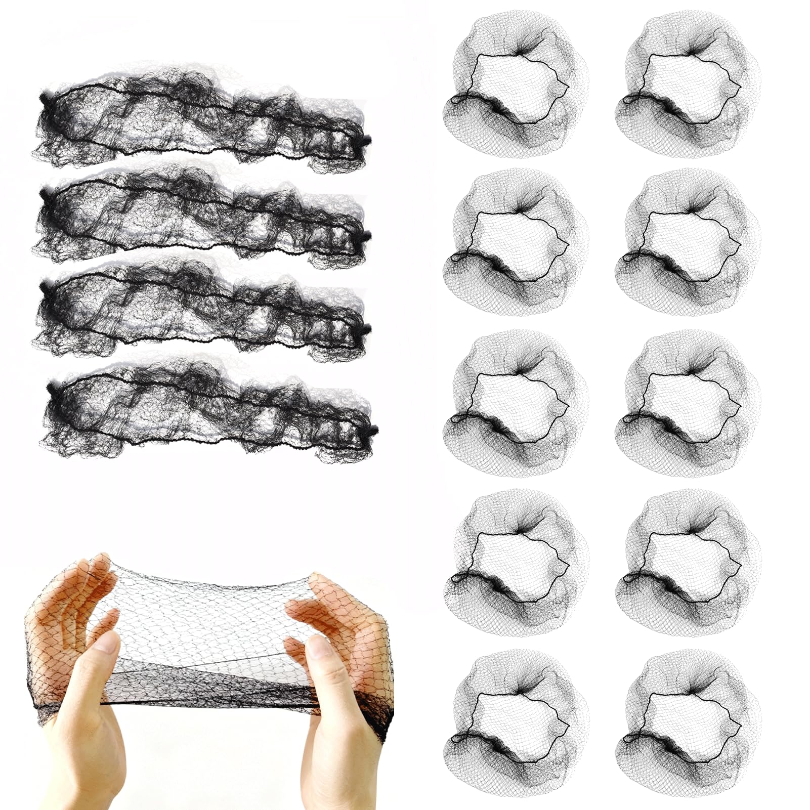 60 Pcs Elastic Hair Nets, Breathable Hair Nets for Catering & Food Service, Universal Mesh Caps, Unisex Kitchen Hairnets with Stretch Edge for Sleeping, Salon, Cooking