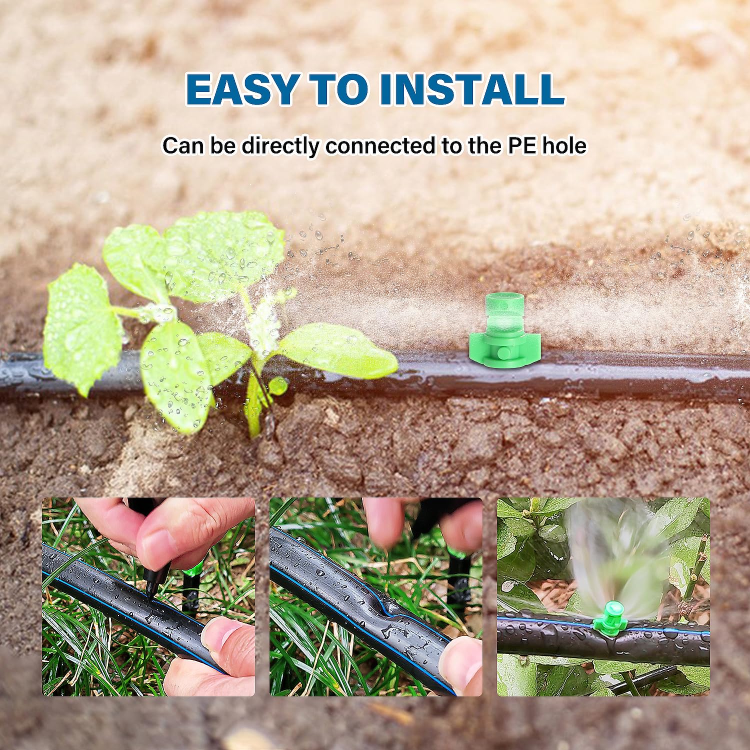 FINBe Mikro-Sprinkler Bewässerungsset – 100 Stück, 360° Sprühdüsen, Kunststoff, Für Garten, Rasen & Pflanzen