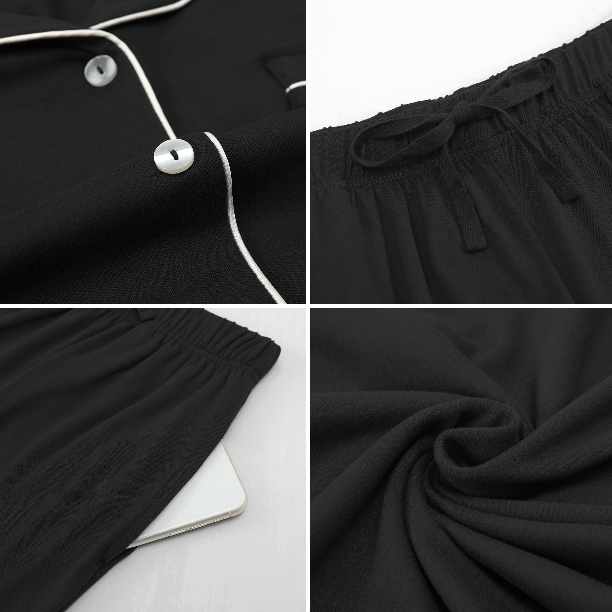PJGGZ Pijamas a juego para parejas, conjunto de pijama con botones para hombres y mujeres, ropa de descanso suave y cálida