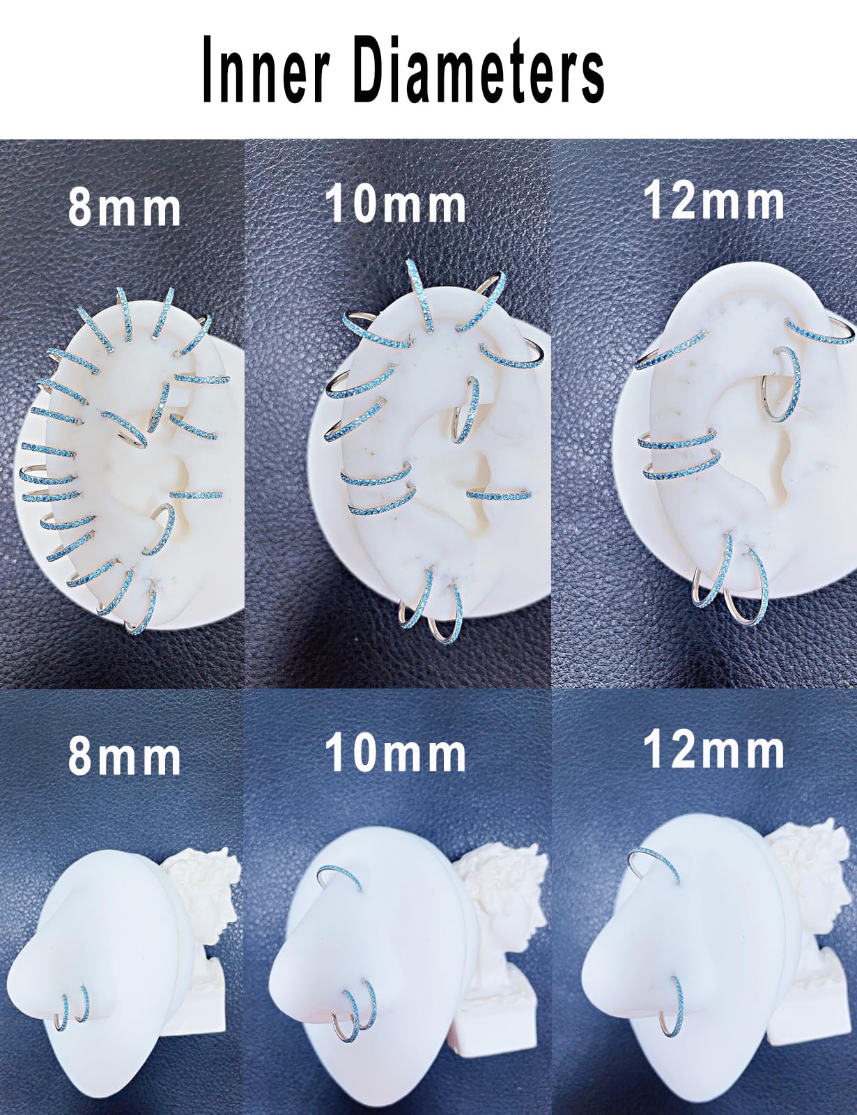 20G 18G 16G Cancella CZ Anelli da Naso Cerchio in Acciaio Chirurgico 316L Orecchini per cartilagine Cerchio 5-12mm Gioielli penetranti Daith Helix Rook Trago Gioielli penetranti Orecchino in Acciaio