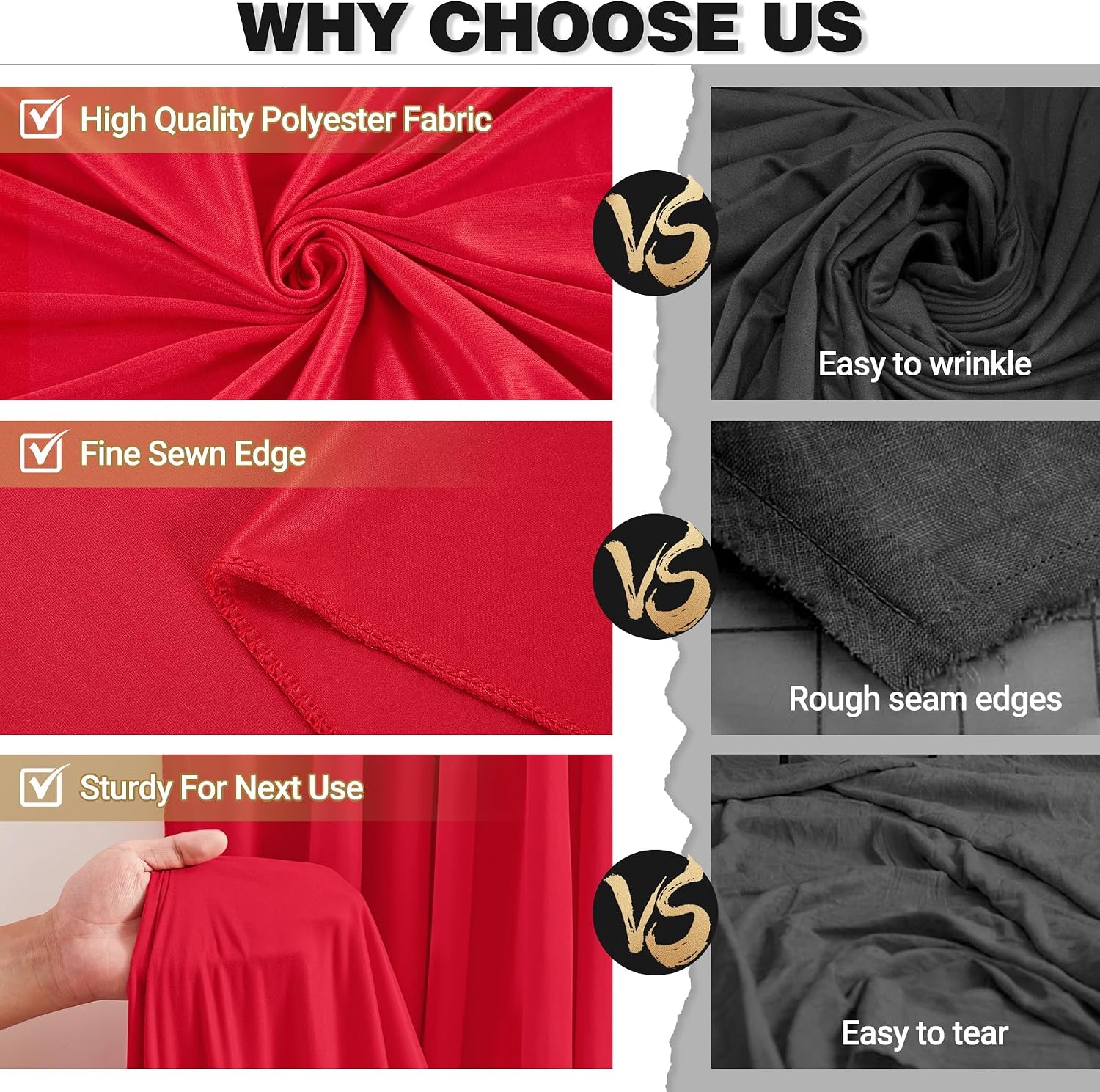 10x10ft Red Backdrop Curtain Panels for Parties - Wrinkle Free Polyester Photo Curtain Backdrop Wedding Back Drop Fabric Drapes for Party Decorations Background for Photography