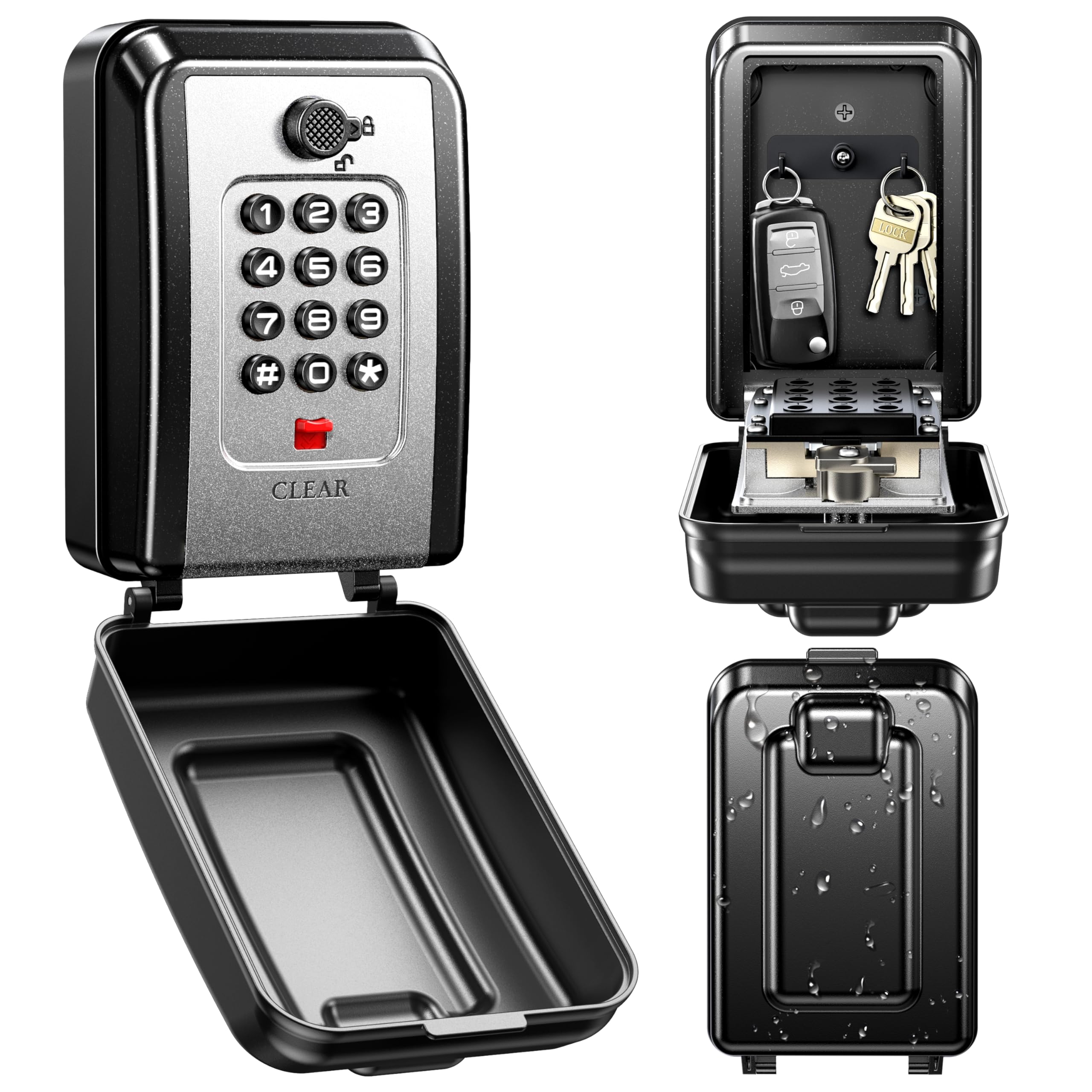 ISEYOU Boite a Clef Murale, Boite a Clefs Securisee Exterieur avec Code 12 Chiffres, Grande Capacité & Résistant aux Intempéries, Cofre Fort a Cle Robuste pour Maison, Garage, Bureau et Jardin