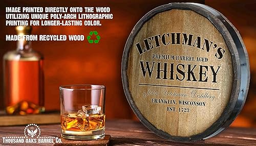 Vista 39 de THOUSAND OAKS BARREL CO. Personaliza el letrero de un cuarto de barril con cócteles de gato negro, barril de vino hecho de madera de roble de alta