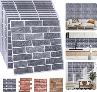 3D Wall Panels Peel and Stick – Modern Gray Faux Brick Wall Panels Foam Tiles Peel and Stick (10 Pack) – Peel and Stick Tile Backsplash and Accent Walls
