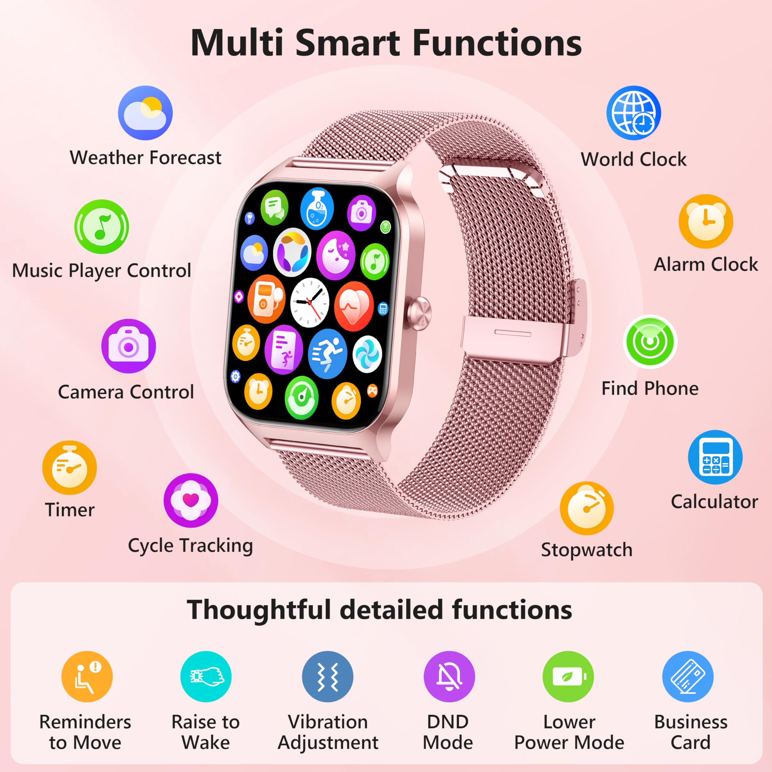 Smart Watch, 1.85’’ Smart Watches Women Men Make/Answer Call, Heart Rate/Blood Pressure/Sleep Monitor, 110+Sports Modes, Voice Control, Waterproof Fitness Watch Compatible for Android & iPhone