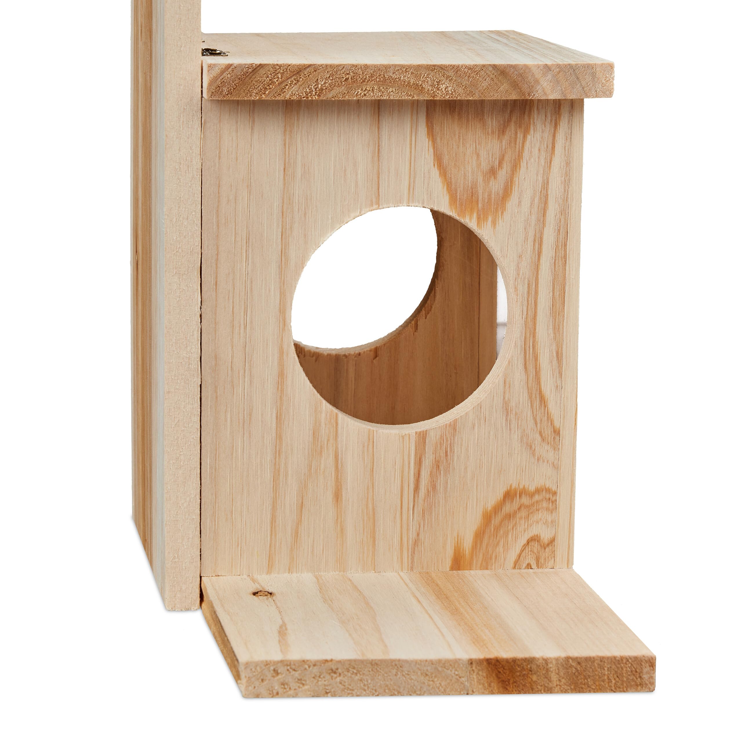 Relaxdays Kit de construcción alimentación Comedero para Ardillas DIY, Casa Alimentadora para Montar, Madera, 2 Entradas y Plataforma, Colgante, Natural, 24 x 35 x 13 cm