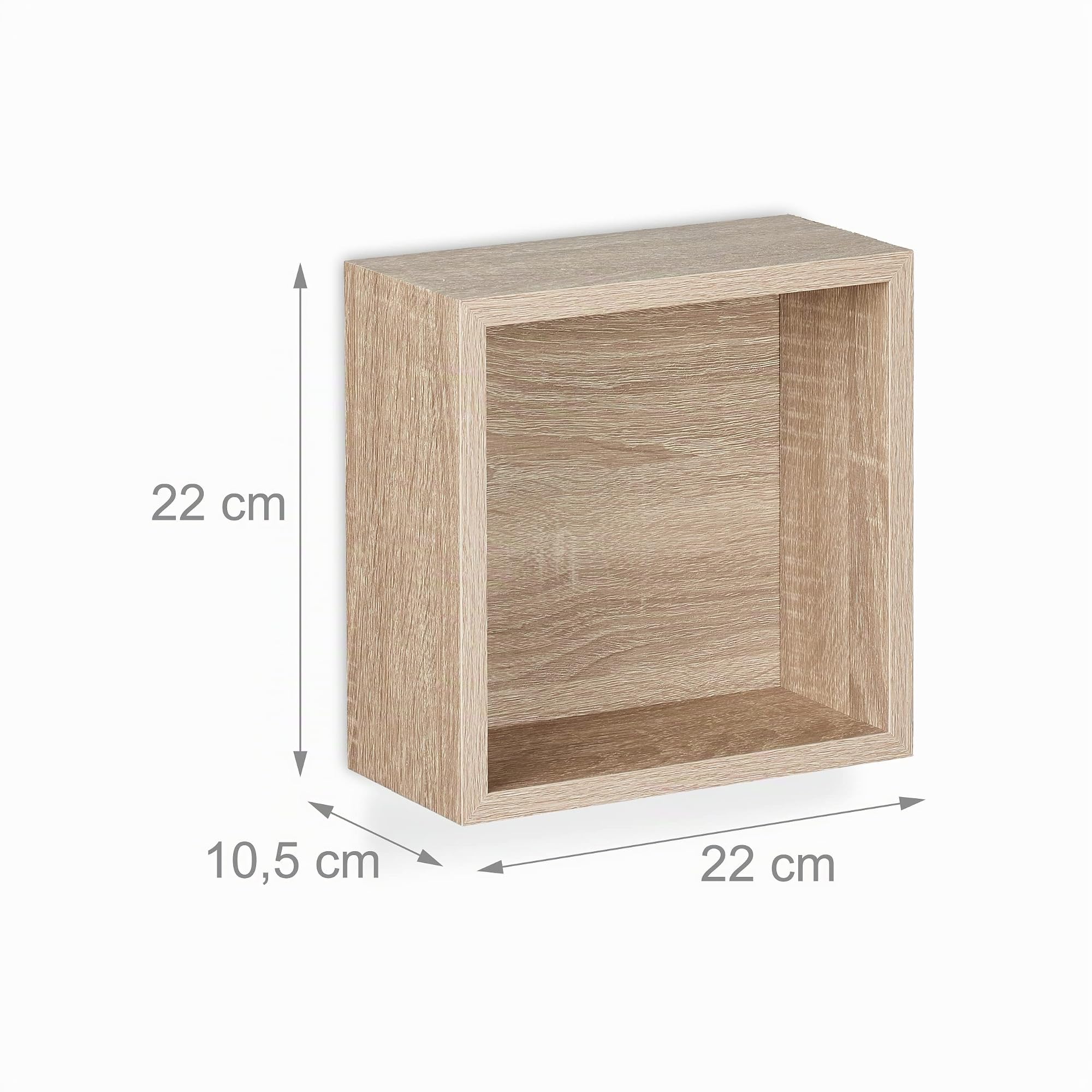 Relaxdays Mensole da Muro, Set 3 Ripiani Sospesi a Cubo, Scaffali in 2 Misure Libreria Parete Design Moderno, Naturale