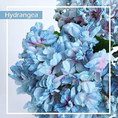 Miniatura 3 de ZFDEBY 3 flores artificiales de hortensias realistas de gran tacto real para el hogar, al aire libre, boda, oficina, fiesta familiar, centros de