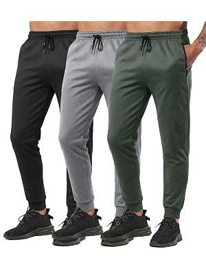 RPOVIG Mens Sweatpants 3 Pack Zipper Pockets Mens Joggers Pants Gym Workout Clothes Athletic Casual Set