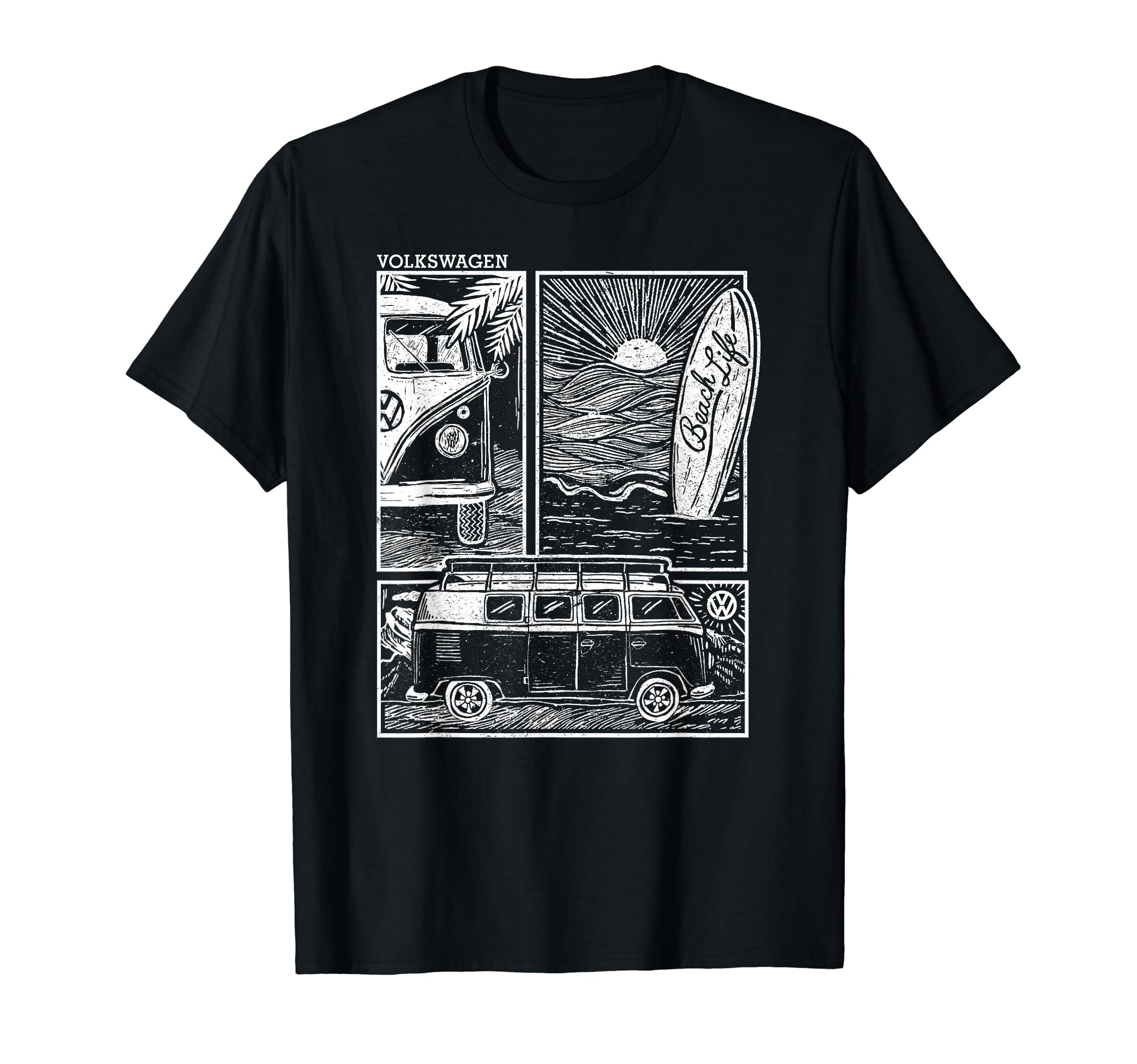 VolkswagenBeach Life Camper Doodle T-Shirt
