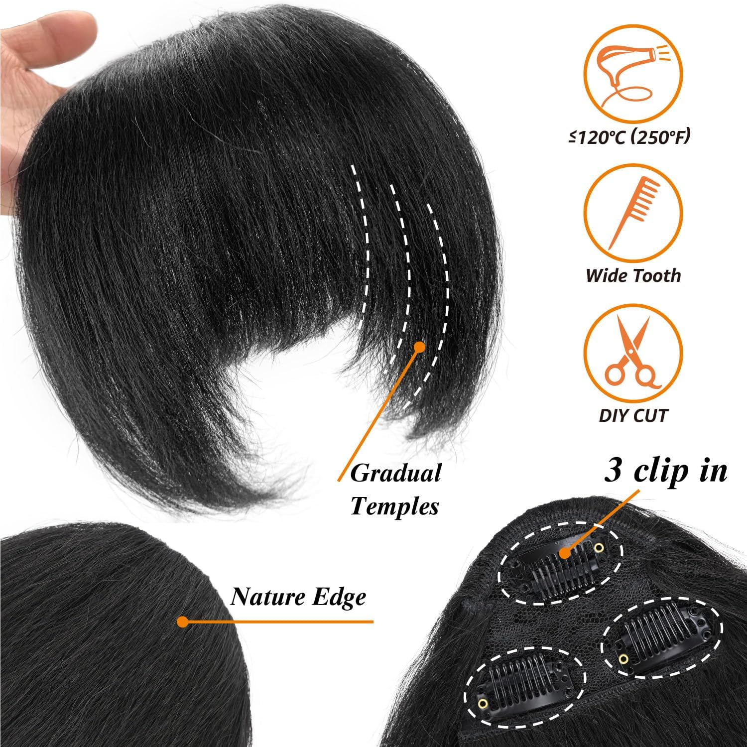 Ponytail Extension with Bangs,Yaki Curly Drawstring Ponytail Extension for Women 20 Inch Long Black Wavy Layered Pony Tails Hair Extensions Synthetic Clip in Ponytail Hairpiece for Women