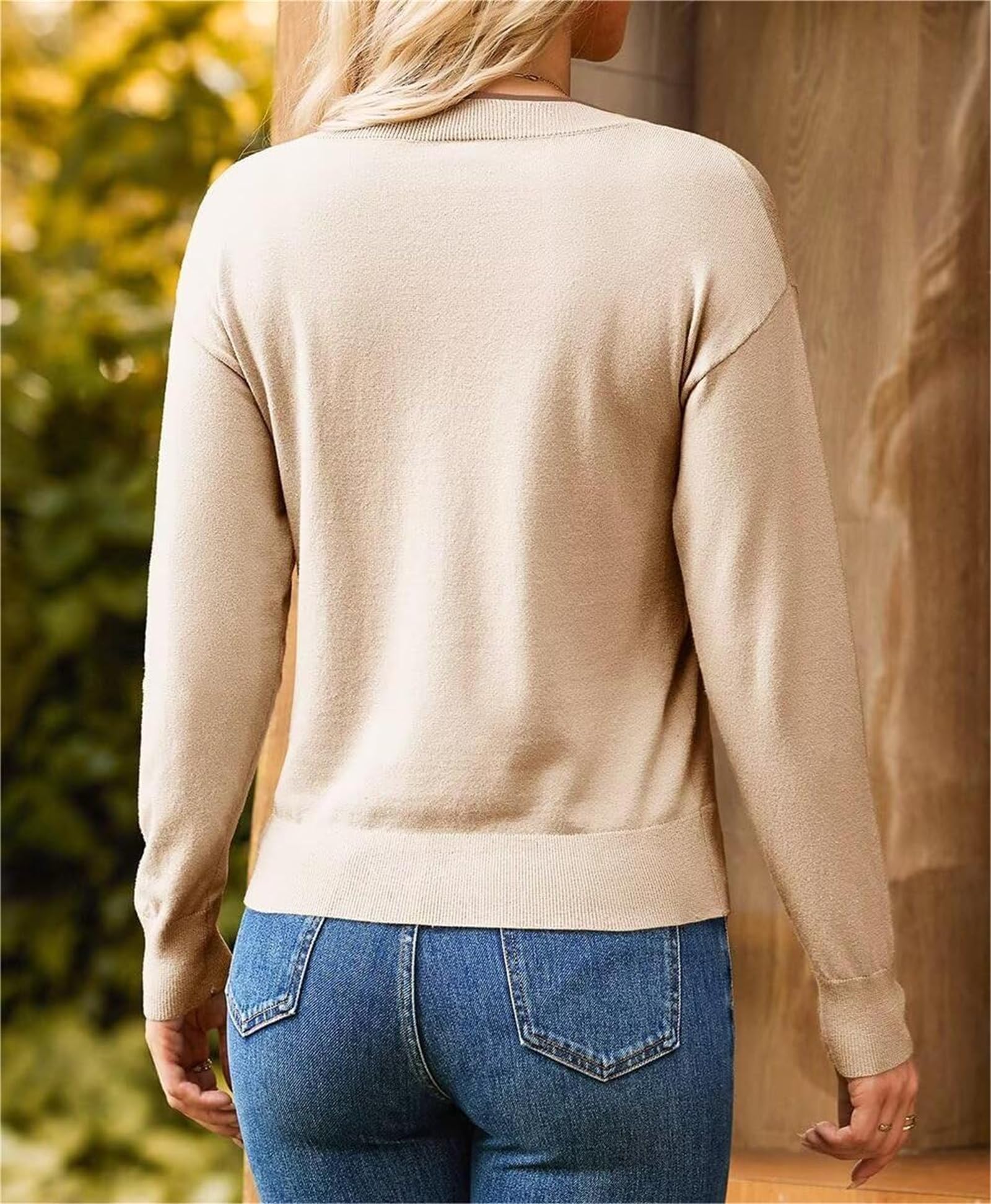 Pull confortable et léger à col en V pour femme, manches longues, pull léger à rayures de cricket décontracté