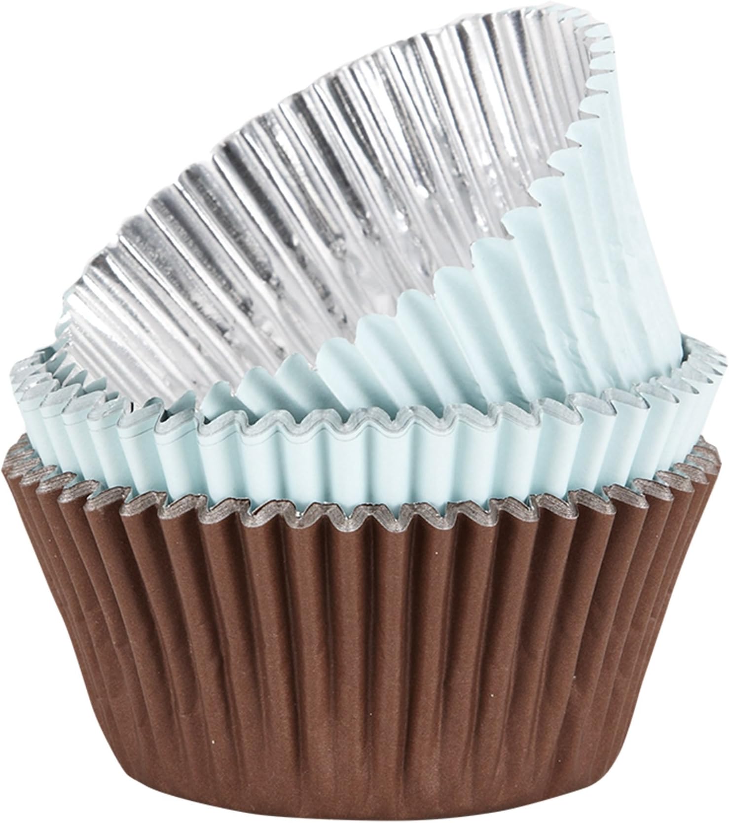 Sweet Creations 36 Count Stay Colorful Baking Cupcake Paper, Brown/Light Blue
