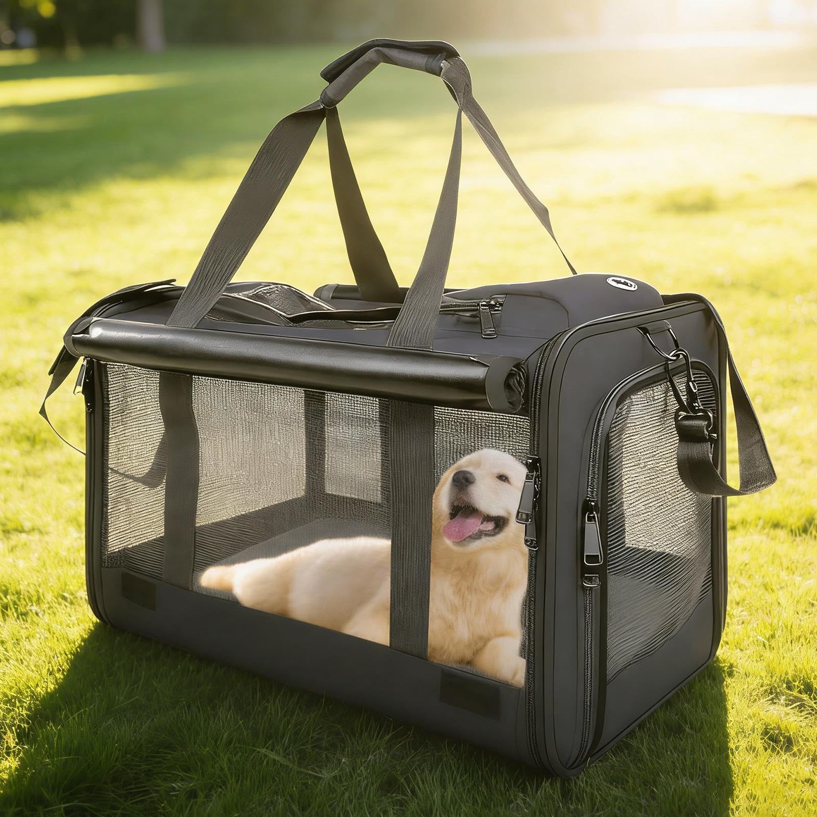 Transportín para Gatos Hasta 9 kg Bolsa de Viaje Transpirable y Portátil | Transportín Pequeño para Mascotas Perfecto para Senderismo, Acampada, Viajes al Hospital, Coche o Moto