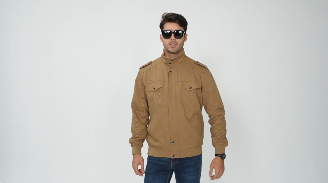 CRYSULLY Men's Casual Canvas Cotton Military Jacket Army Cargo